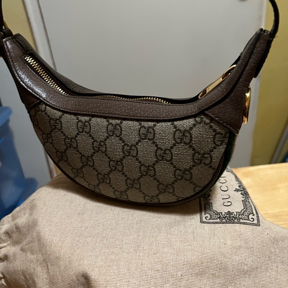 Gucci Dark Brown and Beige Logo Bag